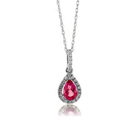 Pear Shaped Pink Tourmaline and Diamond Halo Pendant - Park City Jewelers