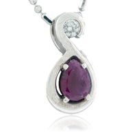 Pear Shaped Ruby Cabochon with Diamond Pendant - Park City Jewelers