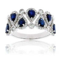 Pear Shaped Sapphire and Diamond Accented Ring - Park City Jewelers