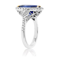 Pear-Shaped Tanzanite and Diamond Halo Ring - Park City Jewelers