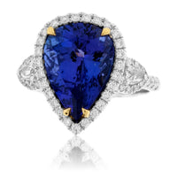 Pear-Shaped Tanzanite and Diamond Halo Ring - Park City Jewelers