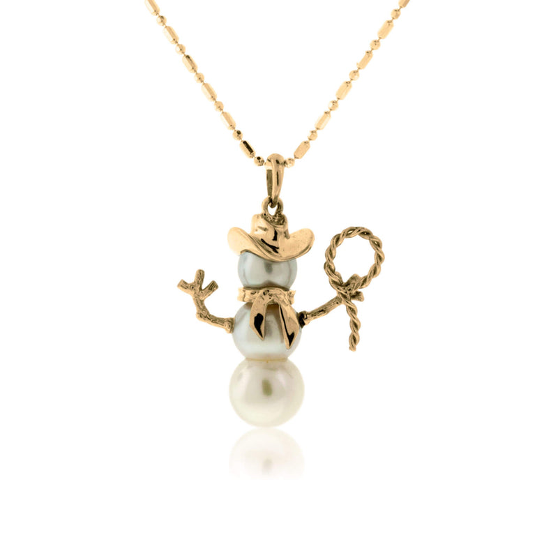 Pearl Roping Cowboy Snowman Necklace - Park City Jewelers