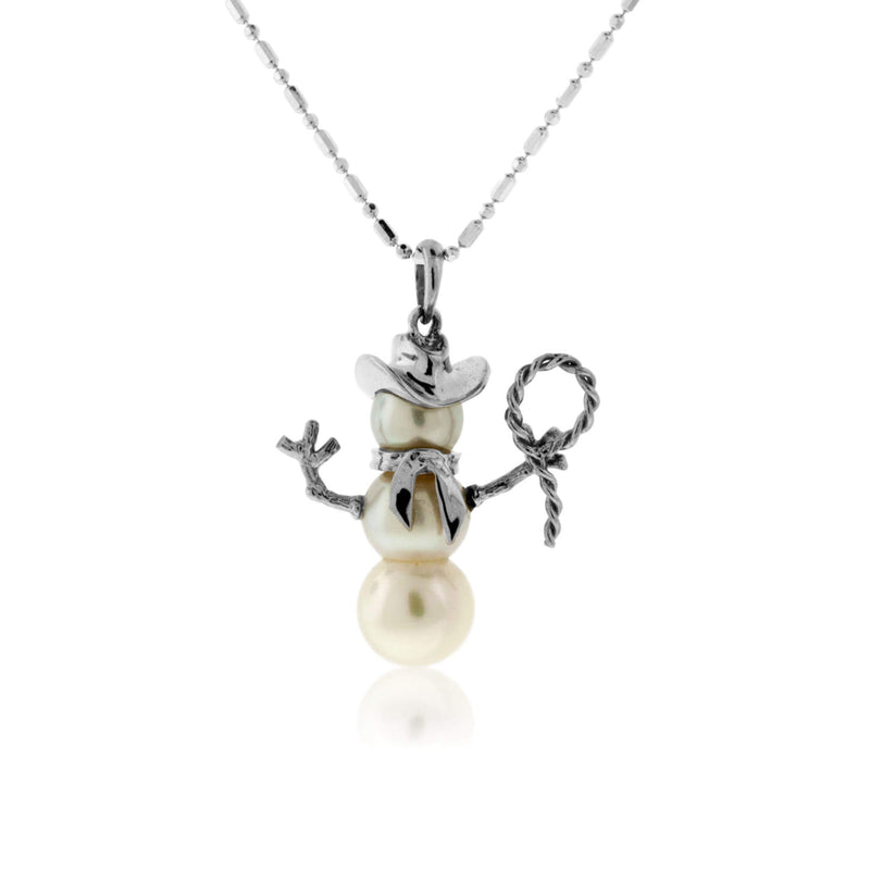 Pearl Roping Cowboy Snowman Necklace - Park City Jewelers
