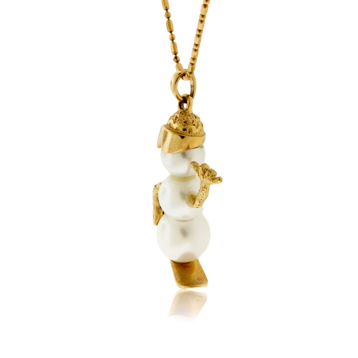 Pearl Snowboarder Snowman Pendant - Park City Jewelers
