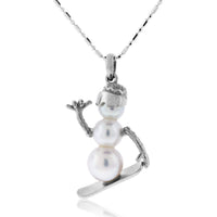 Pearl Snowboarder Snowman Pendant - Park City Jewelers