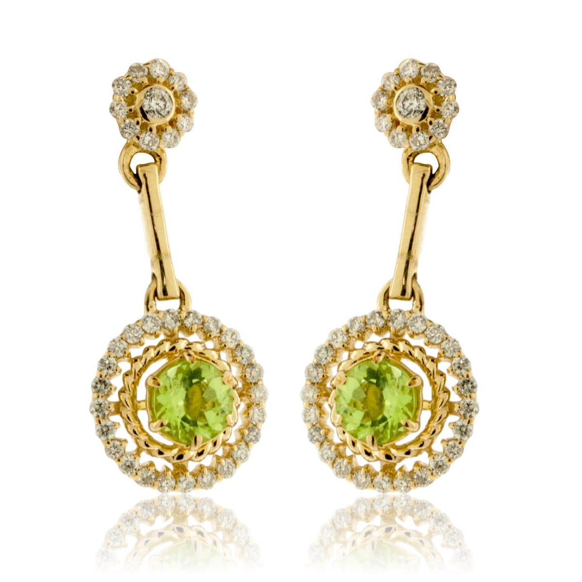 Peridot and Diamond Drop Style Earrings - Park City Jewelers