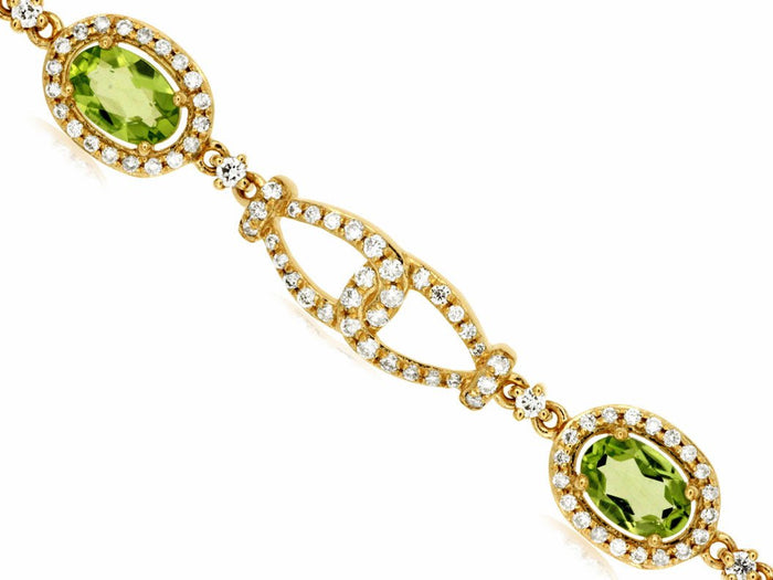 Peridot and Diamond Linking Bracelet in Yellow Gold - Park City Jewelers