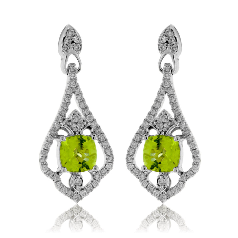 Peridot and Filigree Style Diamond Earrings - Park City Jewelers