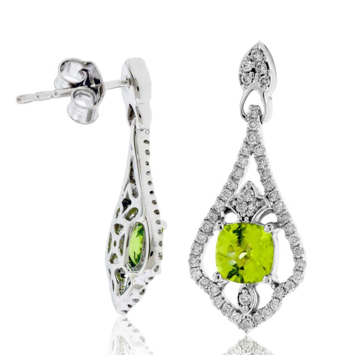 Peridot and Filigree Style Diamond Earrings - Park City Jewelers