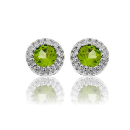 Peridot and Halo Diamond Stud Earrings - Park City Jewelers