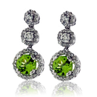 Peridot and Three Circle Diamond Earrings - Park City Jewelers