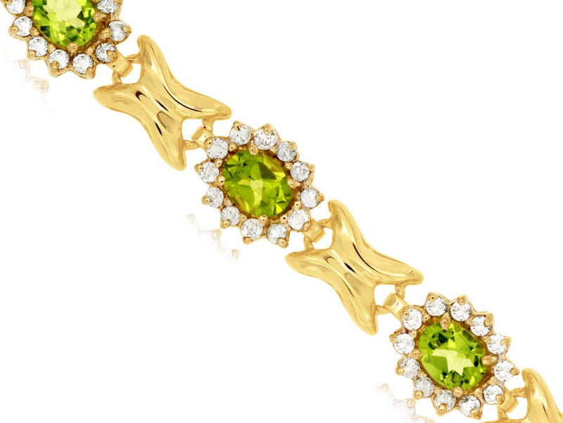 Peridot with Diamond Halo Bracelet in Yellow Gold - Park City Jewelers