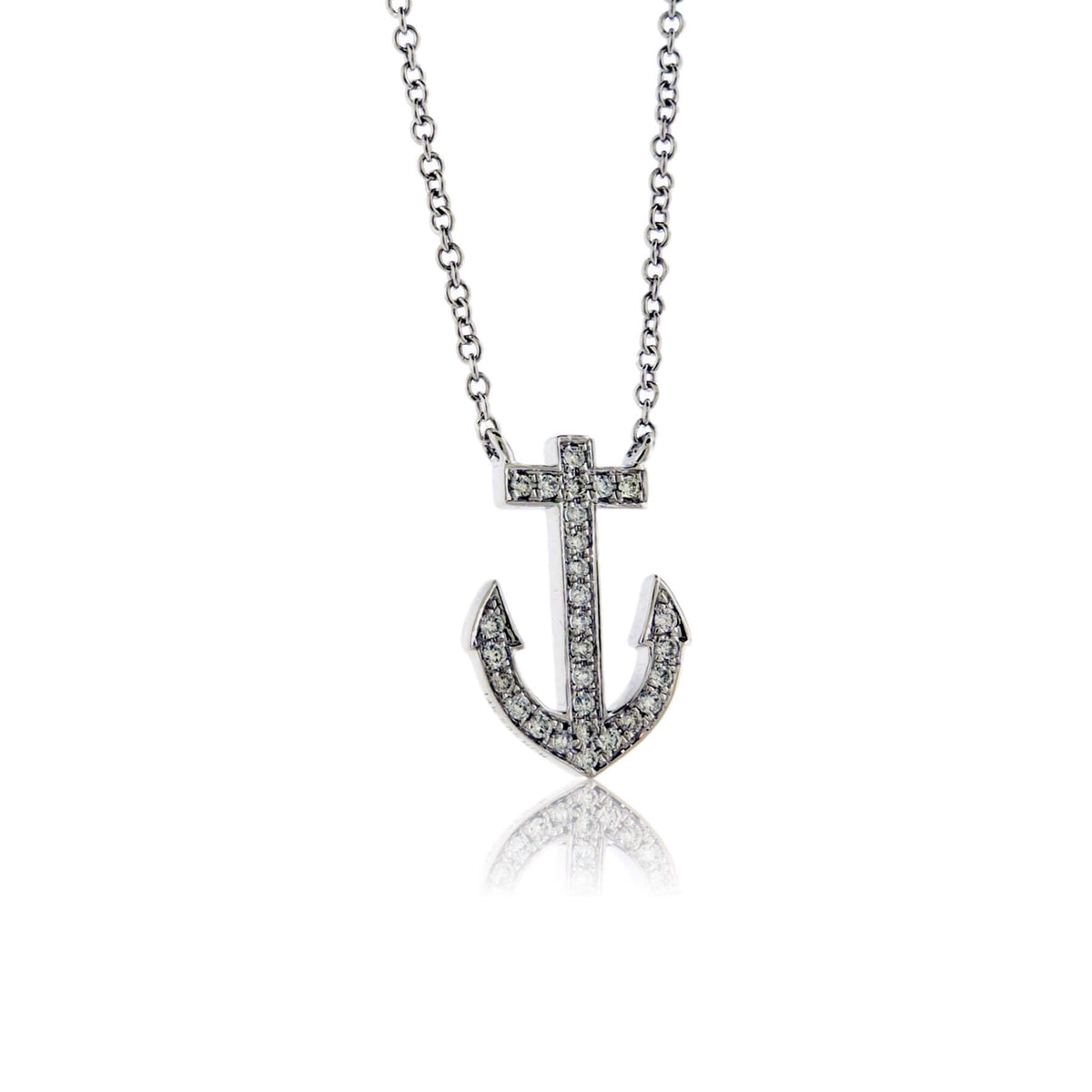 Petite Diamond Anchor Pendant with Chain - Park City Jewelers