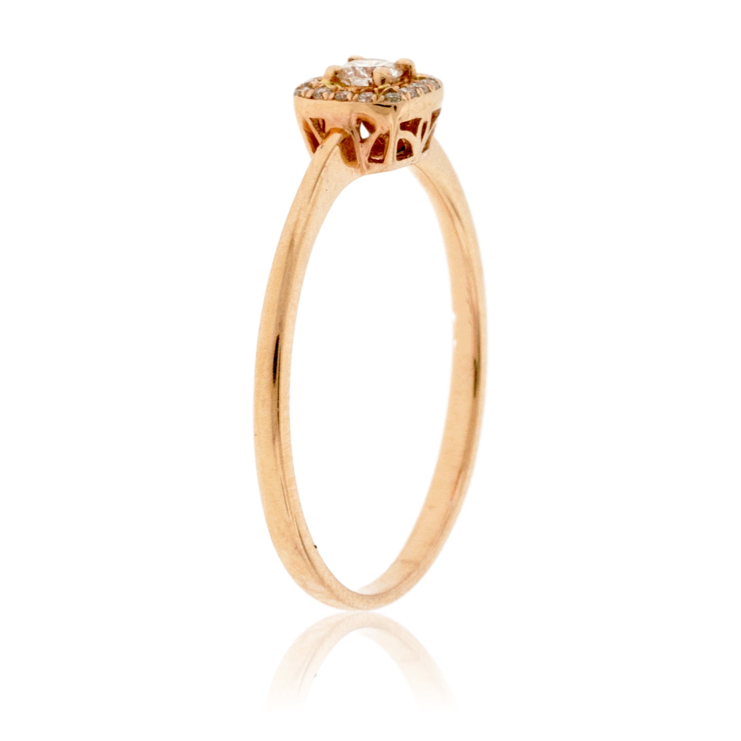 Fernanda Petite Diamond Halo Engagement Ring (14k Rose Gold) – Busy Bee  Jewelry