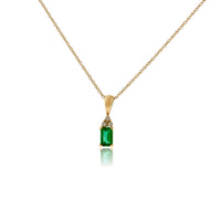 Petite Emerald-Cut Emerald and Diamond Pendant - Park City Jewelers
