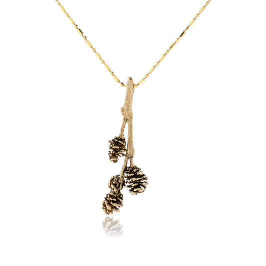 Pinecone on Branch Pendant - Park City Jewelers
