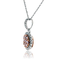 Pink Diamond & Diamond Halo Cluster Style Pendant w/Chain - Park City Jewelers