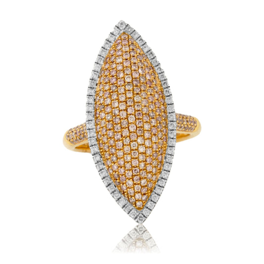 Pink Diamond & Diamond Marquise Shape Ring - Park City Jewelers