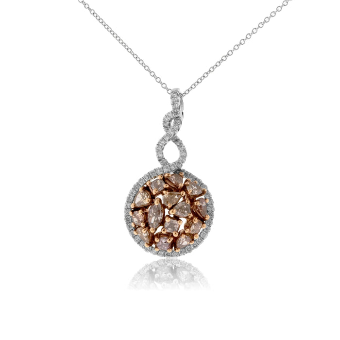 Pink Diamond Tear Drop with Diamond Halo Necklace - Park City Jewelers