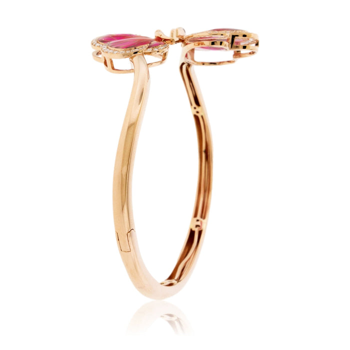Pink Enamel & Diamond Flexing Bangle Butterfly Bracelet - Park City Jewelers