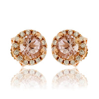 Pink Morganite and Diamond Halo Stud Earrings - Park City Jewelers