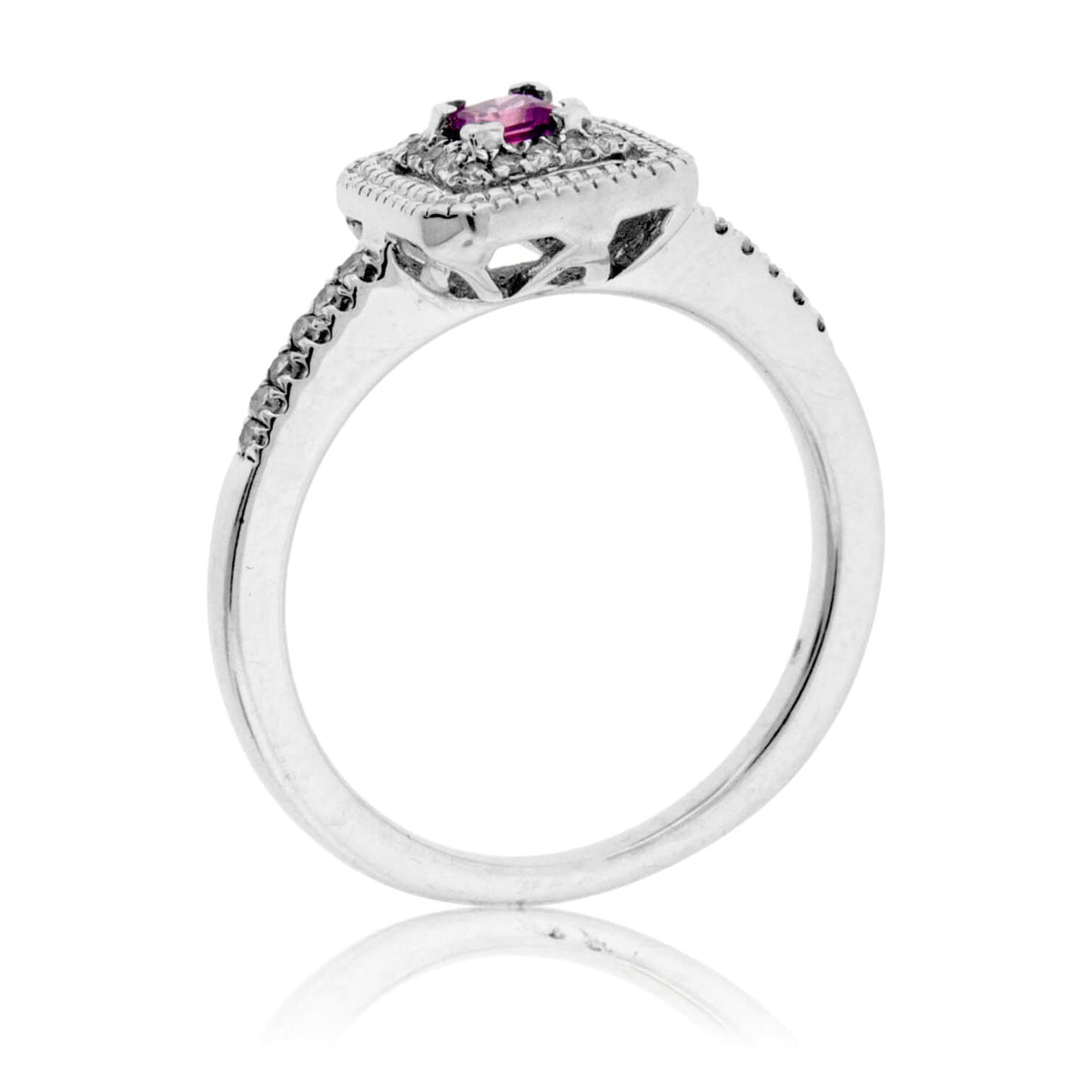 Pink Sapphire and Diamond Square Ring - Park City Jewelers