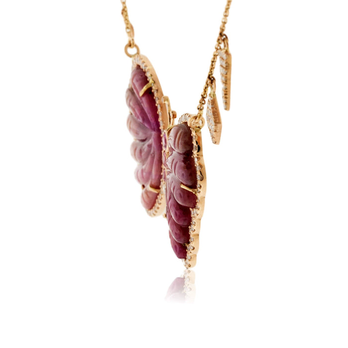 Pink Sapphire Carved Butterfly Pendant - Park City Jewelers