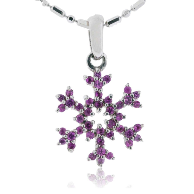 Pink Sapphire Pave Snowflake Necklace - Park City Jewelers