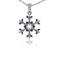 Pink Sapphire Tipped & Diamond Pave Snowflake Necklace - Park City Jewelers