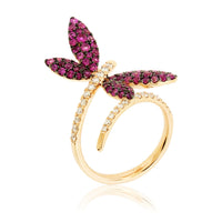 Pink Sapphire Winged Butterfly or Dragonfly & Diamond Ring - Park City Jewelers