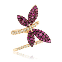 Pink Sapphire Winged Butterfly or Dragonfly & Diamond Ring - Park City Jewelers