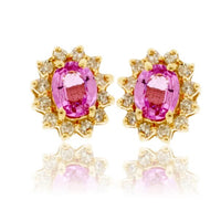 Pink Sapphire with Classic Diamond Halo Stud Earrings - Park City Jewelers