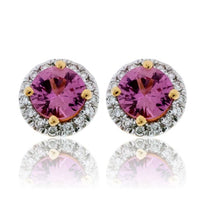 Pink Sapphire with Diamond Halo Stud Earrings - Park City Jewelers