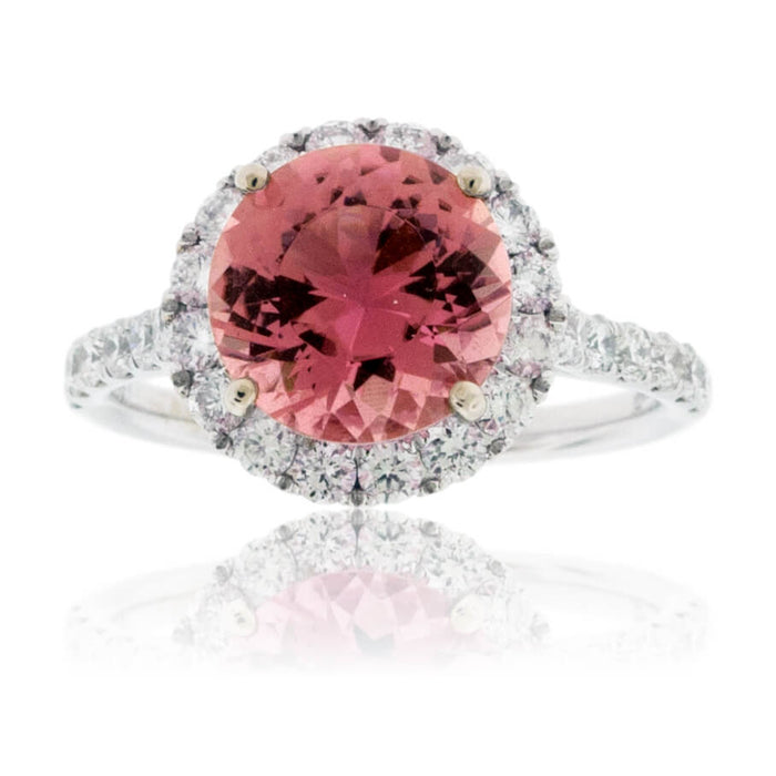 Pink Tourmaline and Diamond Halo Ring - Park City Jewelers