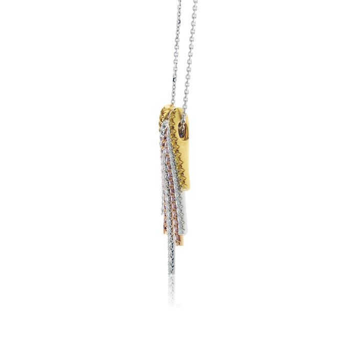 Pink, Yellow, and White Diamond Dangle Bar Pendant With Chain - Park City Jewelers