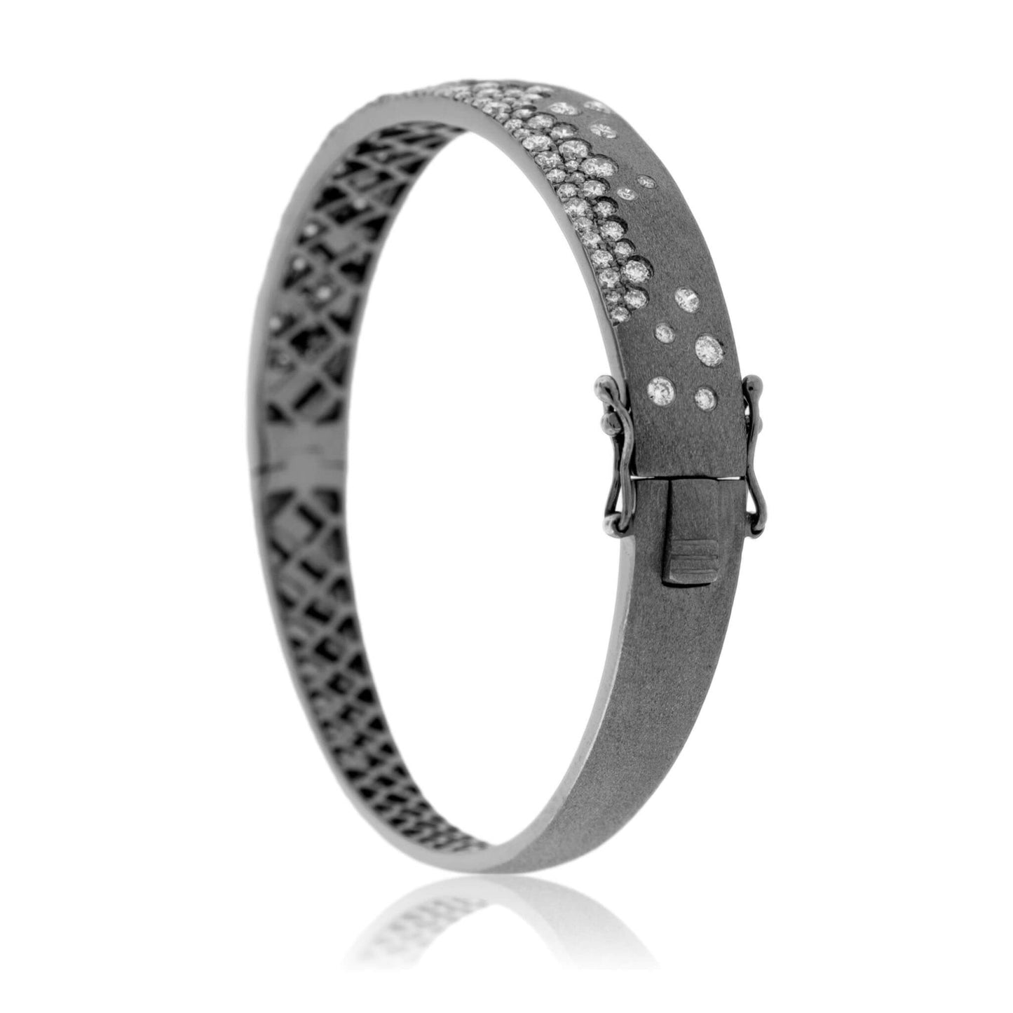 Plated Black Gold Satin Finish Flush Set Diamond Bracelet - Park City Jewelers