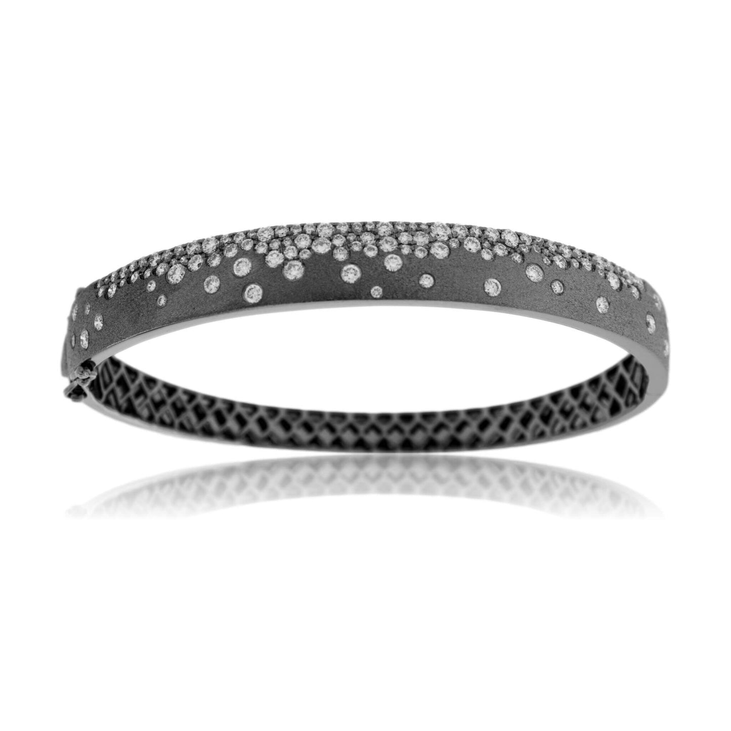 Plated Black Gold Satin Finish Flush Set Diamond Bracelet - Park City Jewelers