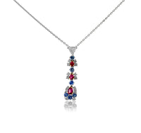 Platinum Red Emerald, Benitoite & Diamond Pendant - Park City Jewelers
