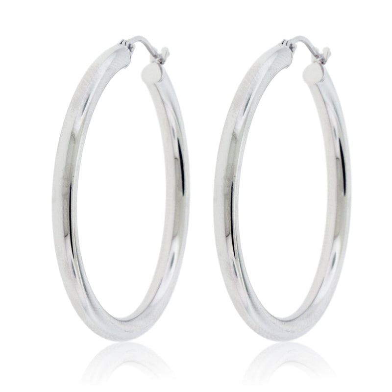 Polished 2.5mm Tube Hoop Earrings - Park City Jewelers