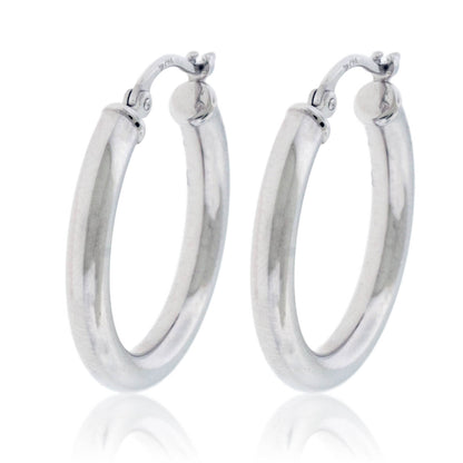 Polished 3.0mm Tube Hoop Earrings - Park City Jewelers