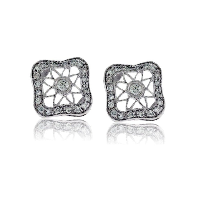 Post Stud Style Diamond Intricate Design Earrings - Park City Jewelers