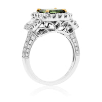 Princess-Cut Green Diamond & Diamond Halo Style Ring - Park City Jewelers
