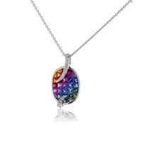 Princess-Cut Rainbow Sapphire Necklace - Park City Jewelers