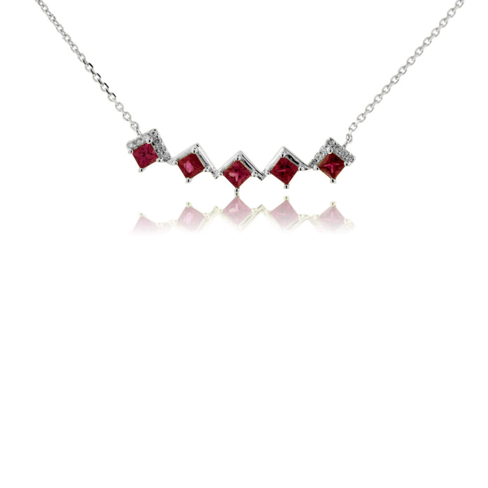 Princess-Cut Ruby & Diamond Necklace - Park City Jewelers