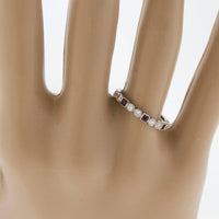 Princess Cut Ruby & Round Diamond Milgrain Style Stackable Band - Park City Jewelers