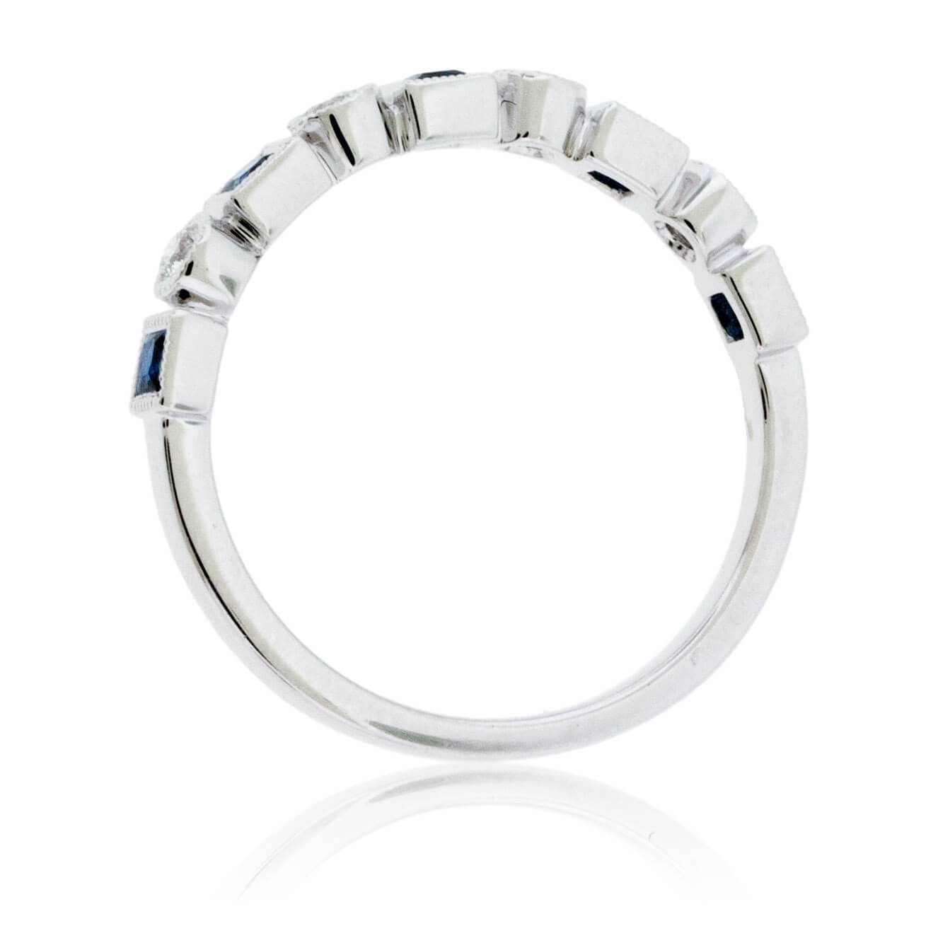 Princess Cut Sapphire & Diamond Bezel Stacking Band - Park City Jewelers