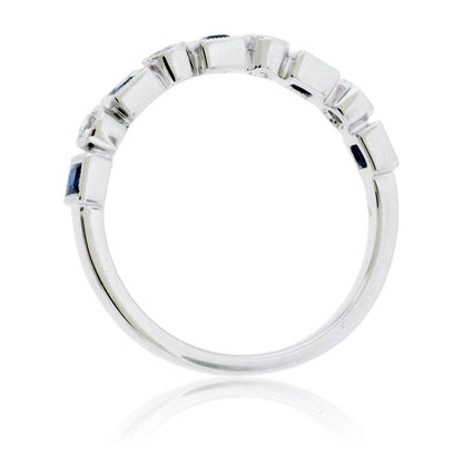 Princess Cut Sapphire & Diamond Bezel Stacking Band - Park City Jewelers