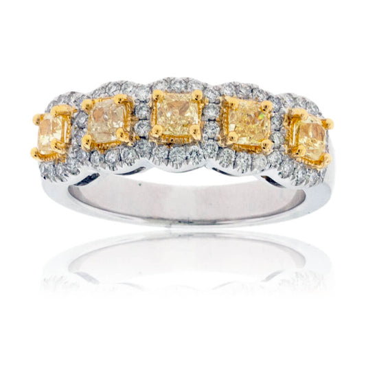 Princess Cut Yellow Diamond & Diamond Band - Park City Jewelers