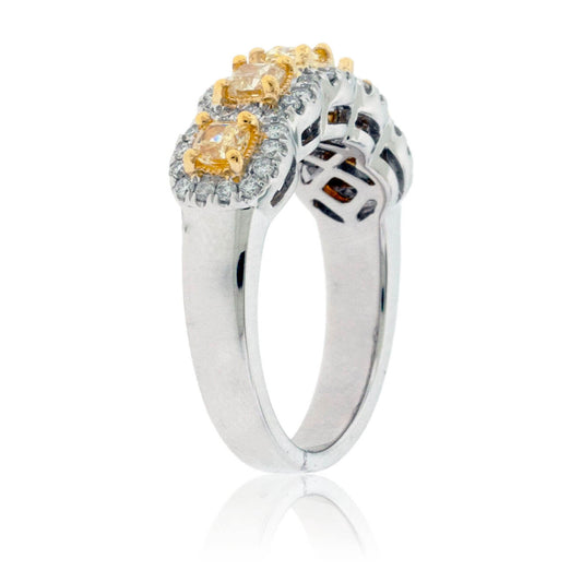 Princess Cut Yellow Diamond & Diamond Band - Park City Jewelers