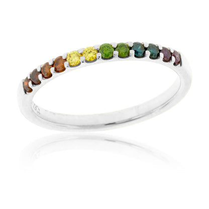 Prong Set Colored Diamond Rainbow Style Band - Park City Jewelers